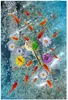 Aangepaste 3D Foto Muurschildering Behang PVC Zelfklevende Waterdichte Vloeren Muursticker Fish Group Koi Shell Bloem 3D Badkamervloer