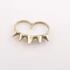 Goth Punk Gold Silver Black Rivet Conical Double Fingers Ring 2 couleurs Mélange 1PCS / Lot Unisexe Bijoux