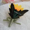 Künstliche Seide Sonnenblumen Mann Bräutigam Botounniere Frauen Braut Handgelenk Corsage Hochzeit Blume Party Dekoration