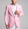 Новое поступление Groom Tuxedos One Button Pink Notch Отворотный жениха Лучший мужской костюм мужские свадебные костюмы (куртка + брюки + галстук) 442