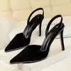 spitz high heels slingback schwarze sandalen hochzeitssandalen sexy sandalen scarpe donna estive stiletto sommer schuhe büroschuhe frauen