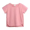 W452 Summer Baby Children Cotton T-shirt Short Sleeve Solid Color Casual Tops Tee Boys Girls Tshirts 6 Colors