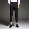 New 2019 Mens Slim Fit Business Dress Pants for Men Suit Pants Ankle Length Men Summer Formal Suit Trousers Black White Blue265Q