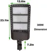 LED Parking Lot Lights 300W - Adjustable Arm Mount with Photocell 1000-1200W HID/HPS Replacement Waterproof IP65 5000K Parking Lot Lights