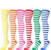 Fête de Noël femmes longues chaussettes rayées sur le genou cuisse chaussettes hautes bas pour Cosplay vêtements quotidiens contton Polyester 21 couleurs