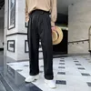 2019 남자의 높은 허리 서양식 바지 정장 캐주얼 망 바지 공식적인 비즈니스 디자인 코튼 팬티 슬림 맞는 옴므 바지