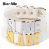 Moda uomo in oro collana donna ragazza argento nome schiavo parola collana fibbia collare personalizzata gioielli Kawaii in pelle PU nera