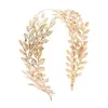 Roman Goddess Hairband Opaska Korony Złoto Leaf Dainty Wedding Włosy Akcesoria Kobiety Tiaras Bridal Forehead Alice Band Biżuteria