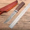 High Quality Survival Straight Hunting Knife VG10 Drop Point Blade Rosewood Handle Fixed Blades Knives With CNC Leather Sheath