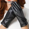 Mode-WarBLade écran tactile gants en cuir PU femmes mitaines d'hiver gants chauds pour Femme Guantes Mujer Style européen Femme