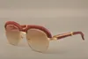Óculos de sol crossbrow de madeira natural Premium. Moda high-end lente de gravação de madeira templo óculos de sol 1116728 Tamanho: 60-18-135mm