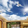 Błękitne niebo i białe chmury Pigeon Sufit Mural Tapeta Salon Theme Hotel Sypialnia Tło Wall Decor Sufit Frescoes 3d