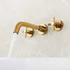 VOURUNA Golden wall mount 3-hole bathroom faucet حوض صنبور الماء البارد الساخن