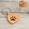 Drewno Serce Paw Kot Dog Print Print Brelok Keyring Key Chain Łapa Biżuteria Biżuteria Pet Jewelry Pies Kochanka Kochanie Prezenty