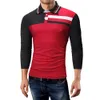 Spring Fashion Top Mens-Revers-Stitching-Polo-Hemd-beiläufige lange Hülsen-Slim Fit Polo Männer