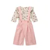 bambini abiti firmati ragazze Abiti floreali bambini Top floreali + pantaloni con cinturino 2 pezzi / set 2019 Primavera Autunno tuta per bambini Set di abbigliamento C6720