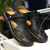 Big Size 48 Men Genuine Leather Sandals Summer Classic Men Shoes Slippers Soft Sandals Roman Comfortable Walking Footwear