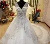 Elegant Real Photo Wedding Dresses For Woman White Tulle Luxury Ball Gown Wedding Party Dress Bling Beaded vestidos de Novia Vintage Princess Bride dresses 2023