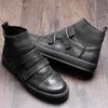 Hot Sale-uine Leather Hook Loop Ankle Boots Man Casual Boots Boy Trendy Sock Sneakers Shoes