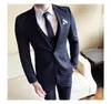 Novidades personalizadas, um botão, azul real, noivo, smoking, lapela alta, padrinhos, melhor homem, ternos de casamento masculino (jaqueta + calça + colete + gravata)