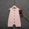 Jumpsuits 2019 Baby Summer Clothing Newborn Baby Boy Girl Cotton Linen Romper Sleeveless Single Breasted Unisex Jumpsuit Playsuit 024M