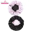 Greatremy Silk Night Caps to Care Hair Best Quality Satin Caps Double Sides Black/Purple Colors Sleeping Cap for Women Gir