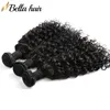 Pacotes de cabelo malaio com fecho de renda onda encaracolado cabelo virgem humana tecer cor natural 5 pc / lote 8-34 polegadas parte livre