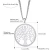 Collier pendentif arbre de vie en acier inoxydable pour femmes, chaînes de pull, grand charme rond, sautoir, bijoux de fête, cadeaux à la mode