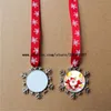 sublimation snowflake shape key christmas ornaments decorations with red snow rope hot transfer printing blank custom gifts 25mm