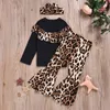 Kids Gilrs Outfits Sets Infant Leopard Ruffle Tops Kids Casual Clothes Girls Printed Wide Leg Pants Toddler Baby Pagoda Pants Head3772224