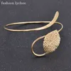 fashion lychee Beautiful leaf Heart Swirl Shape Bracelet Armlet Upper Arm Cuff Women Bangle Antique Gold Jewelry