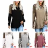 Camicie a maniche lunghe da donna Patchwork leopardato Magliette casual T-shirt T-shirt sexy Camicette con o-collo Blusas Apparel Tee LJJA3427