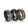 L'anello della catena rotante rotante in acciaio inossidabile allevia la pressione delle catene d'oro degli anelli da uomo e dei gioielli di moda sabbiosi
