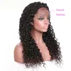 Perruque Lace Frontal Wig bouclée brésilienne indienne Remy, cheveux 100% naturels, sans colle, couleur naturelle, 10-20 pouces, pour femmes
