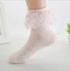 Moda bebé niñas calcetines de encaje encaje gasa bordado falbala niños princesa calcetines niños amor corazón algodón transpirable calcetines cortos C5443