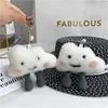 Echte echte Shearling Bont Bont Cloud Sleutelhanger Pompom Ball Bag Charm Hanger Gift