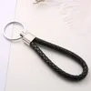 Nyckelringar Lanyards 30 Färg PU -läder flätat vävt nyckelringslingringar passar DIY Circle Pendant Key Chains Holder Car Keyrings smycken Tillbehör i bulk