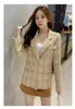 Женские куртки в взлетно-посадочные полосы дизайнер Tweed шерстяная куртка пальто 2021 осень зима женщин, зубчатая золотая одиночная кнопка маленькие костюмы плед верхняя одежда11