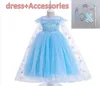 Cosplay Girl Dress paljetter Blue Princess Dresssnowflake Cape för Performance Show babykläder 27Y E8151530960