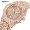 Mode Mannen Gouden Quartz Horloges Heren Zilveren Crystal Diamond Casual Horloges Business Man Steel Clock Auto Date