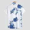 Men's Casual Shirts Beach Hawaiian Shirt Men Streetwear Camisa 2022 Mens Loose Lump Chest Print Short Sleeve Turn-down Collar Round Hem M-3X