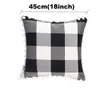 Kvadratisk plädkudde med bollar 45x45cm Hem soffa kuddehus Röd Plaid Kasta kudde kudde kudde fodral julklapp dbc vt0881