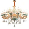 Nordic Chandelier lustre cristal Blue Ceramic Chandeliers Light Dining Room crystal ceiling Bedroom Lamp Living Room Chandelier