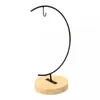 Micro paysage support en fer en forme de C socle en bois Suspension Vase en verre support noir