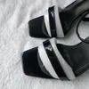 Europese klassieke luxe stijl damesschoenen sandalen mode slippers sexy sandaal alfabetisch hak lederen stiksels en het maken van gespen