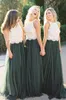 2019 New Cheap Bridesmaid Dresses Jewel Neck Lace Top Tulle Floor Length Plus Size Long African Maid Of Honor Formal Wedding Guest Dresses