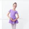 Dziewczyny Balet Sukienka Gimnastyka Leotard Długi Krótki Rękaw Balet Odzież Backless Bow Dance Wear Button Romper Tutu Princess Dancewear Dyp411