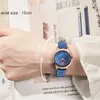 女性がナビフォルスステンレス鋼レディーリストウォッチファッション防水女性の時計シンプルな青い女の子の時計セットセット