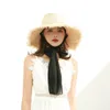 Handmade Weave 100raffia Sun Hats For Women Black Ribbon Lace Up Large Brim Straw Hat Outdoor Beach Summer Caps Chapeu Feminino C5215773