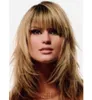 Layered Style Long Straight 100% Human Hair Attractive Blonde Wig